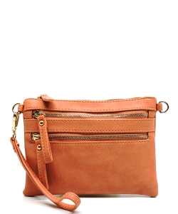 Multi-Pocket Zip Crossbody Bag with Small Wrist Strap WU001 TOPAZ